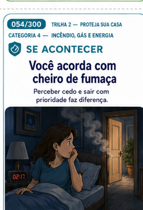 Card do tipo Se Acontecer, sobre acordar com cheiro de fumaça